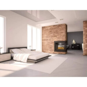 Napoleon Ascent 43 Inch Multi-view Linear Direct Vent Peninsula Gas Fireplace With Glass Bed